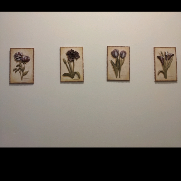 Set of 4 ceramic floral wall decor hanging - Picture 1 of 5